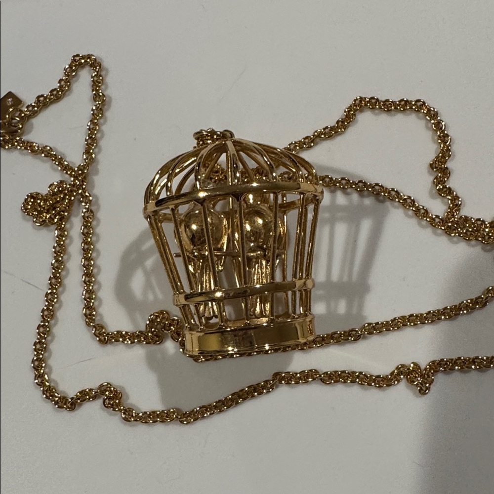 Gold Birdcage Pendant Necklace - Picture 2 of 3